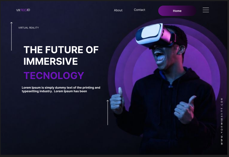 VR landing page UI concept